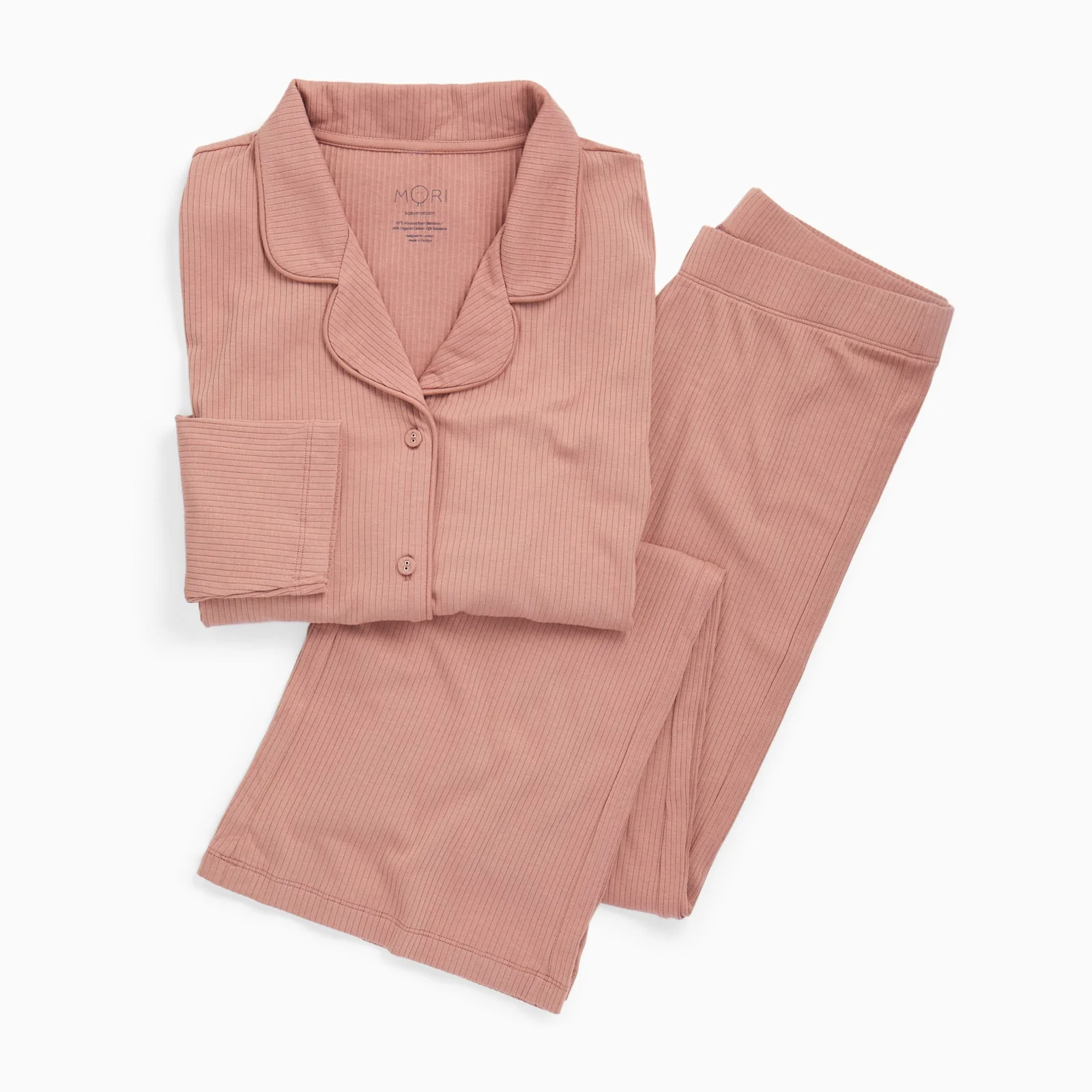 Women's Ribbed Collared Pyjamas - Rose - Image 2