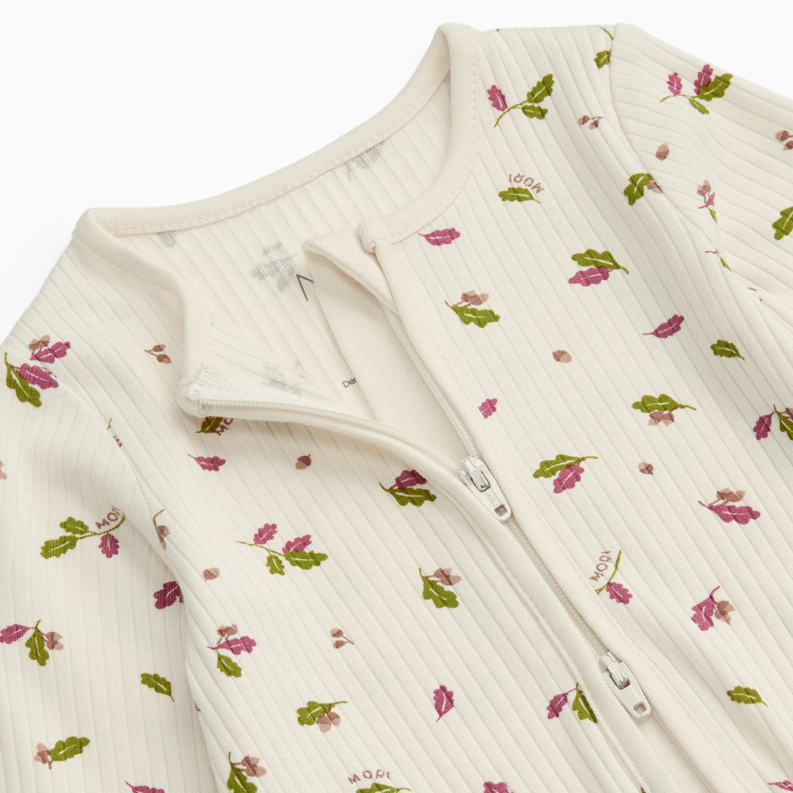 Woodland Leaves Ribbed Clever Zip Sleepsuit - Image 3