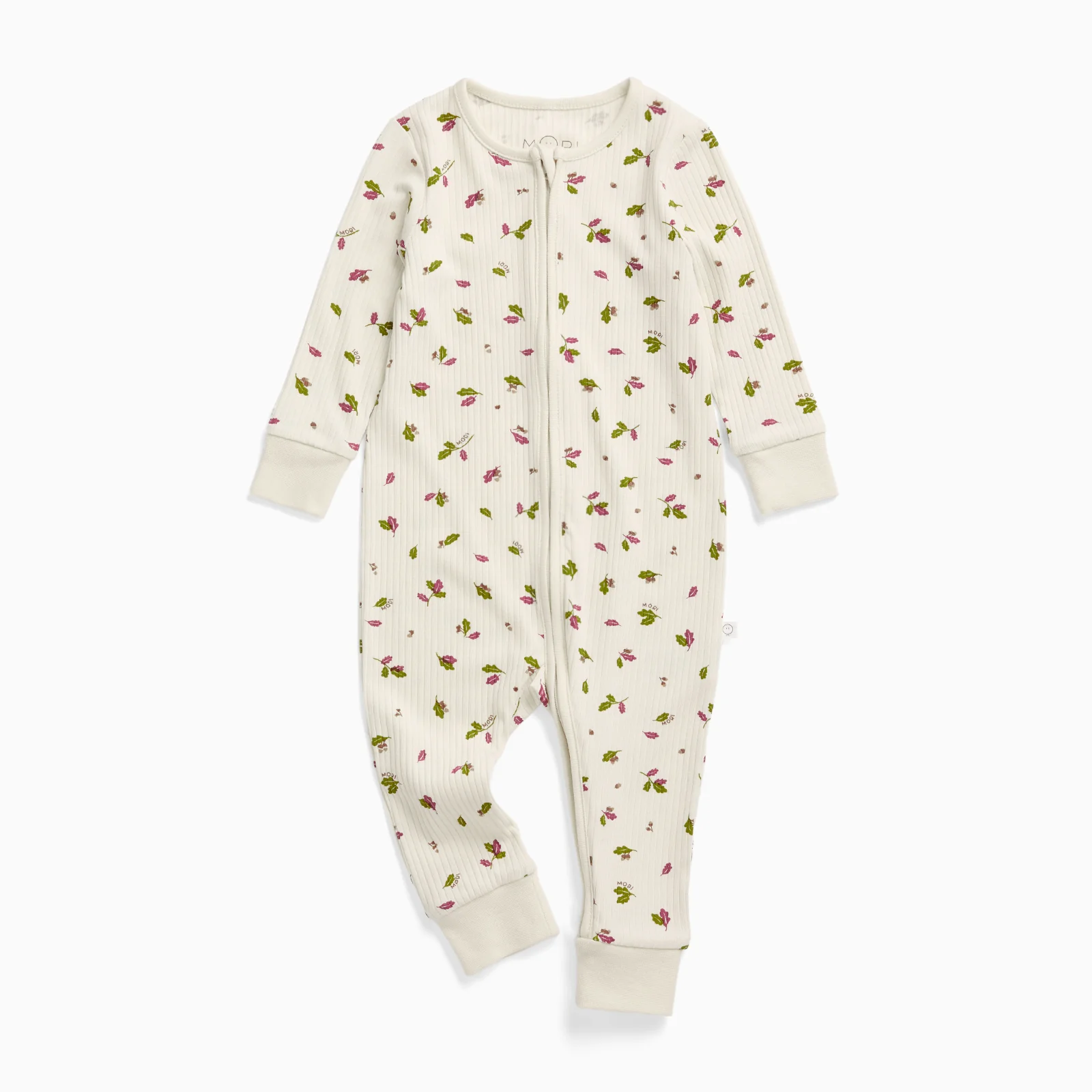 Woodland Leaves Ribbed Clever Zip Sleepsuit - Image 4